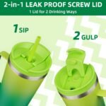 BJPKPK Insulated Tumbler with Handle, 18oz Insulated Tumblers with Lid and Straw, Stainless Steel Metal Water Bottles, Coffee Travel Mugs, Cups, Bamboo Grove - Image 4