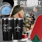 Pilot Gifts – 20oz Stainless Steel Travel Tumbler with Lid & Straw | Laser Engraved Aviation Mug for Pilots & Flight Attendants | Airplane-Themed Gift for Men, Christmas & Birthday - Image 3