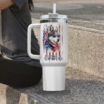 American Siberian Husky Dog Dad 4th of July Patriotic US Flag Insulated Tumbler Customized Name Tumbler Personalized With Lid Engraved 40oz with Lid - Image 5