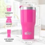 Beast 30 oz Tumbler Stainless Steel Vacuum Insulated Coffee Ice Cup Double Wall Travel Flask (Cupcake Pink) - Image 5