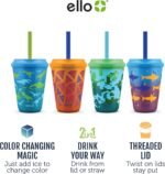 Ello 12oz Kids Plastic Reusable Color Changing Cups with Twist on Splash-Proof Lids and Straw, BPA Free, Dishwasher Safe - Image 4