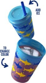 Ello 12oz Kids Plastic Reusable Color Changing Cups with Twist on Splash-Proof Lids and Straw, BPA Free, Dishwasher Safe - Image 5