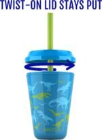 Ello 12oz Kids Plastic Reusable Color Changing Cups with Twist on Splash-Proof Lids and Straw, BPA Free, Dishwasher Safe - Image 6