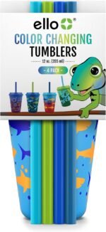 Ello 12oz Kids Plastic Reusable Color Changing Cups with Twist on Splash-Proof Lids and Straw, BPA Free, Dishwasher Safe - Image 7