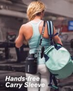 Coolflask 64 oz Insulated Water Bottle with Strap & Sleeve, Half Gallon Water Jug 3 Lids Stainless Steel Multifunctional Flask BPA-Free, Keep 48H Cold 24H Hot, Compact Yoga/Gym Bottle, Black - Image 7