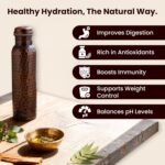 Craft Trade Pure 100% Copper Water Bottle 34 Oz,1 ltr Fitness Bottle for Drinking, Ayurveda Inspired Vessel for Wellness Hammered Finish with Jute Bag Leak-Proof, BPA-Free, 2 Pk - Image 4