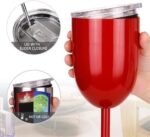 AMZUShome Stainless Steel Wine Glasses Cups.Double Walled Vacuum Insulated Wine Tumbler With Lid and Straw.Friendship,Christmas,Birthday Gifts for Women Men Friends Dad Mom(10oz Red) - Image 4