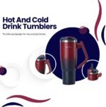 40oz Tumbler With Handle And Straw | Double Wall Stainless Steel Insulated Tumblers With Lids Leakproof Travel Cup, Keeps Drinks Cold & Hot, Durable, Water Bottle for Daily Use (Maroon & Navy) - Image 4