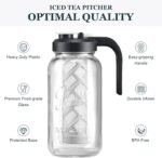 AOZITA Iced Tea Maker Pitcher with Infuser and Lid - 2 Quart Glass Mason Jar Pitcher Leak-proof Water Jug, Heavy Duty Glass Container for Tea, Water, Juice, Milk, Iced Coffee, and Drinks - Image 3