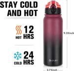 Oldley Insulated Water Bottle 20oz Water Bottles with Straw, Stainless Steel Water Bottle with 3 Lids, Double Wall Vacuum Bottles for Adult Kids, Sports Bottles for School Travel,Red-black - Image 4