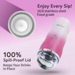 20Oz Insulated Tumbler With Straw And Lid,Stainless Steel Coffee Cup, Double Wall Vacuum Travel Mug,Spill proof Iced Coffee Tumbler, Mom tumbler, White Red Tumbler - Image 3