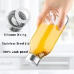 Danmu Glass Juice Bottles with Lids 14 oz,Juicing Bottles Reusable Glass 100% Leakproof for Juicing,Water,Kombucha,Milk,Milkshake,Coffee,6 Pack,Dishwasher Safe - Image 3