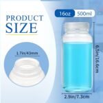 Tatuo 6 Pcs 16oz 500ml Polypropylene Reagent Bottle Plastic Sample Bottles with Screw Caps Transparent PP Sample Containers with Lid for Liquids, Laboratory, Storage at Home (Clear) - Image 3