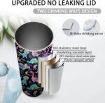 Rainbow Dinosaur Stainless Steel Insulated Tumbler with Lid - 20oz Dino Travel Mug, Reusable Metal Straw & Brush, Double-Wall Vacuum Bottle Cup for Hot and Cold Drinks, Gifts Child - Image 6