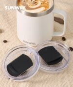 Lid for SUNWILL 14oz Mugs and 20oz Tumblers Only, Splash Resistant Sliding Covers Replacement 2 Pack Black, Straw Friendly, BPA Free - Image 4