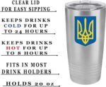 Rogue River Tactical Ukraine Flag 20 Oz. Stainless Steel Travel Tumbler Mug Cup w/Lid Vacuum Insulated Hot or Cold Coat Of Arms - Image 3