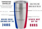Rogue River Tactical Ukraine Flag 20 Oz. Stainless Steel Travel Tumbler Mug Cup w/Lid Vacuum Insulated Hot or Cold Coat Of Arms - Image 4