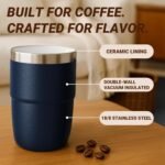 8 oz Espresso/Coffee Cup with Magnetic Lid, Ceramic-Lined 18/8 Stainless Steel, Double-Wall Vacuum Insulated, Stackable, Dishwasher Safe, Mini Tumbler for On-the-Go (Black, 2 Pack) - Image 3