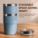 8 oz Espresso/Coffee Cup with Magnetic Lid, Ceramic-Lined 18/8 Stainless Steel, Double-Wall Vacuum Insulated, Stackable, Dishwasher Safe, Mini Tumbler for On-the-Go (Black, 2 Pack) - Image 6