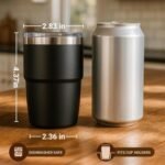 8 oz Espresso/Coffee Cup with Magnetic Lid, Ceramic-Lined 18/8 Stainless Steel, Double-Wall Vacuum Insulated, Stackable, Dishwasher Safe, Mini Tumbler for On-the-Go (Black, 2 Pack) - Image 8