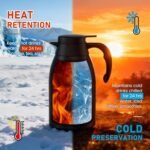Thermal Coffee Carafe 2L/68 Oz Double-Wall Vacuum 304 Stainless Steel Insulated Thermoses Flask, 24-Hour Keeps Hot/Cold, Leak-Proof, for Travel, Work, Outdoor, BPA-Free, Easy to Clean - Image 3