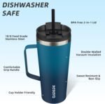 BJPKPK Insulated Tumbler with Handle, 22oz Insulated Tumblers with Lid and Straw, Stainless Steel Metal Water Bottles, Coffee Travel Mugs, Cups, Sea - Image 3