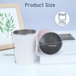 2Pcs Bathroom Mouthwash Toothbrush Cups, Unbreakable Reusable Toothbrush Tumbler, Stainless Steel Liner Eco-Friendly Drinking Cup for Home/Bathroom/School/Office (White, Pink) - Image 3