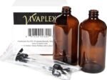 Vivaplex, 2, Large, 16 oz, Empty, Amber Glass Bottles with Black Lotion Pumps - Image 4