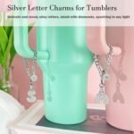 Silver Initial Charm for Stanley Cup- Bubble Letter Charms Accessories for Stanley handle 40 Oz Tumblers Cute Keychain with Diamond Glitter Jewelry Personalized Water Bottle Decorations A - Image 4