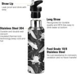 Seamless White Swimming Axolotls, Algae Leaves on Dark Stainless Steel Water Bottle, Leak-Proof Vacuum Hot Cold Insulated Travel Mug, Double Walled with Handle Thermo Cup Bottle 20 Oz - Image 4