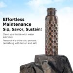 Pure Copper Water Bottle 34oz – Leakproof Jointless Ayurvedic Copper Flask, Handmade Black Honeycomb Hammered Design, Reusable Metal Bottle for Gym, Office, Home - Image 3