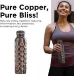 Pure Copper Water Bottle 34oz – Leakproof Jointless Ayurvedic Copper Flask, Handmade Black Honeycomb Hammered Design, Reusable Metal Bottle for Gym, Office, Home - Image 4