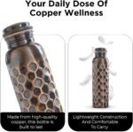 Pure Copper Water Bottle 34oz – Leakproof Jointless Ayurvedic Copper Flask, Handmade Black Honeycomb Hammered Design, Reusable Metal Bottle for Gym, Office, Home - Image 5