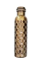 Pure Copper Water Bottle 34oz – Leakproof Jointless Ayurvedic Copper Flask, Handmade Black Honeycomb Hammered Design, Reusable Metal Bottle for Gym, Office, Home - Image 6