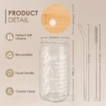 Inspiration Glass Can, Positive Motivational Cup with Lid & Straw, Iced Coffee Aesthetic Cups, Idea Gift for Christmas Birthday Mother Day, Gifts for Women, 16oz - Image 3
