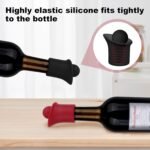 2 Set 2 In 1 Silicone Wine Bottle Stoppers & Pourers, Wine Spout Sealer Preserver Glass Champagne Caps with Vacuum Reusable & Easy to Clean Home Bar Restaurant Accessories(Black, Red) - Image 4