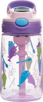 Contigo children's drinking bottle Easy Clean Autospout with straw, BPA-free robust water bottle, 100% leak-proof, easy to clean, ideal for daycare, school and sports, 420 ml, Purple, Green, Blue - Image 3