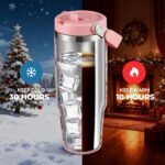 30 oz Christmas Flip Straw Tumbler with Top Handle, Double Wall Vacuum Insulated Tumbler, Christmas Water Bottles Cup, Fit in Cup Holders, Keep Cold for 30 Hrs - Image 3