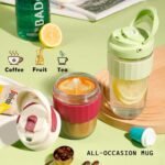 Leak-proof Glass Coffee Mug with Lid Lock, 17 oz Reusable Coffee Cup with Handle, BPA-free, Microwave and Dishwasher Safe (Lavender) - Image 6