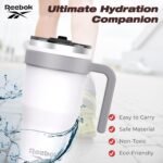 Reebok Stainless Steel Tumbler With Handle - 40oz Two Tone - Double Wall Vacuum Insulated - Leak Proof For Men & Women (White/Grey) - Image 3