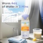 Portable Bottle Warmer for Travel, Dual Heating Modes Baby Milk Warmer On The Go for Breastmilk, Water and Formula, Precise Temperature Control with 5 Levels, Long-Lasting Battery (Purple) - Image 5