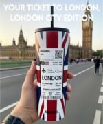 AQUAREL City Edition London 24oz Tumbler – Stainless Steel Vacuum Insulated Travel Cup with Lid & Straw, Double Wall Insulated Iced Coffee & Water Bottle, Union Jack & Big Ben Design - Image 3