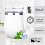 12oz/4 Pack Stainless Steel Wine Tumbler with Lid and Straw, Double Wall Vacuum Insulated Wine Tumbler Glasses, Stemless Travel Mugs for Hot and Cold Drinks, Coffee, Wine, Cocktails - Image 3