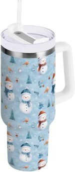 Boccsty Christmas Tree Snowman Insulated Tumblers Winter Cardinal Reusable Stainless Steel Tumbler 40 oz Cup Coffee Travel Mug Water Bottle with Handle & Flip Straw for Home Office Car - Image 3