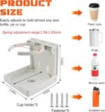 2 PCS Adjustable Folding Drink Holders, ABS Foldable Auto Cup Holder with Screws, Vehicle Water Bottle Holder for Truck, RV, Van, Boat, Camper, Caravan, Car Accessories (White) - Image 3