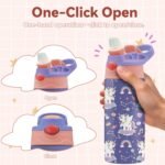12oz Girl Water Bottle with Straw Lid & Handle - Unicorn Leak Proof Water Bottles Kids, Double-Wall Stainless Steel Pop-top Lid Purple Kids Insulated Bottles for School, Gift Cup for Kid - Image 5