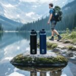 Premium 1 Liter Water Bottle (33.8 oz) with Carrying Case & Strap - Double Wall Vacuum Insulated Stainless Steel Water Bottle - Leakproof Lid, Wide Mouth, BPA-Free, Removable Strainer – Blue - Image 7