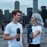 Premium 1 Liter Water Bottle (33.8 oz) with Carrying Case & Strap - Double Wall Vacuum Insulated Stainless Steel Water Bottle - Leakproof Lid, Wide Mouth, BPA-Free, Removable Strainer – Blue - Image 8