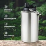 2Packs 1 Gallon / 128oz Water Jug Bottle Insulated Wide Mouth, Insulated Stainless Steel Gallon Water Jug Keeps Ice 48Hr - Leakproof Vacuum Thermos Flask for Gym, Camping, & Construction - Image 4