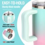 Zukro 24 oz Ceramic Lined Tumbler with Handle and Straw, No Metal Taste, Insulated Stainless Steel Coffee Mug with Spill Proof Lids for Home/Office, No Sweat, Keep Drinks Hot or Cold - Image 6